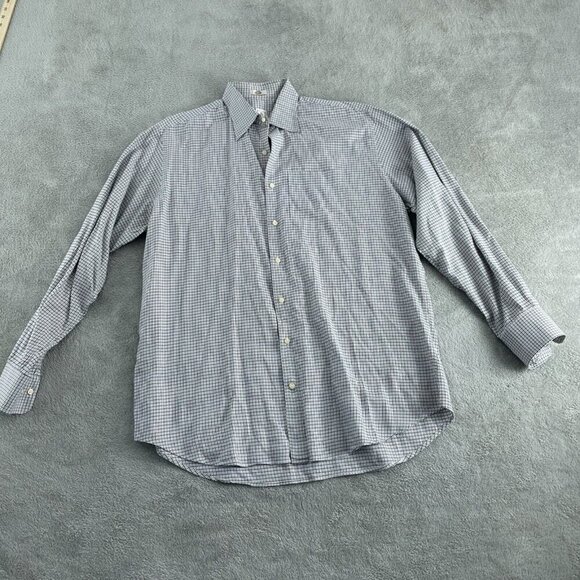 Peter Millar Mens Large Cotton Button-Up Checkered Shirt  4176 - Picture 1 of 8